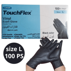 TouchFlex Gants noir, black gloves , taille L 100pes