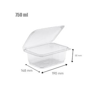 Barquette trans carre 16oz 750p